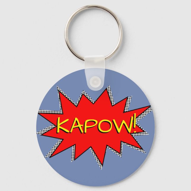 Skapa din egen superhjälte Onomatopoeias! KAPOW! Nyckelring (Framsida)