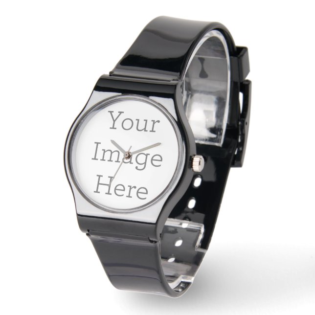 Armbandsur, Silikonband svart (Vinkel)