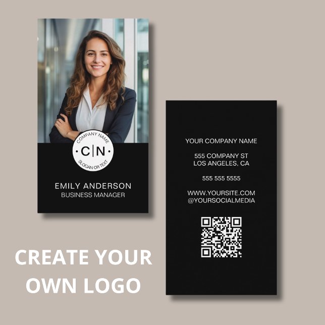 Skapa din egen svarta Logotyp-Professionell Visitkort (Create Your Own Logo Black Professional Business Card)