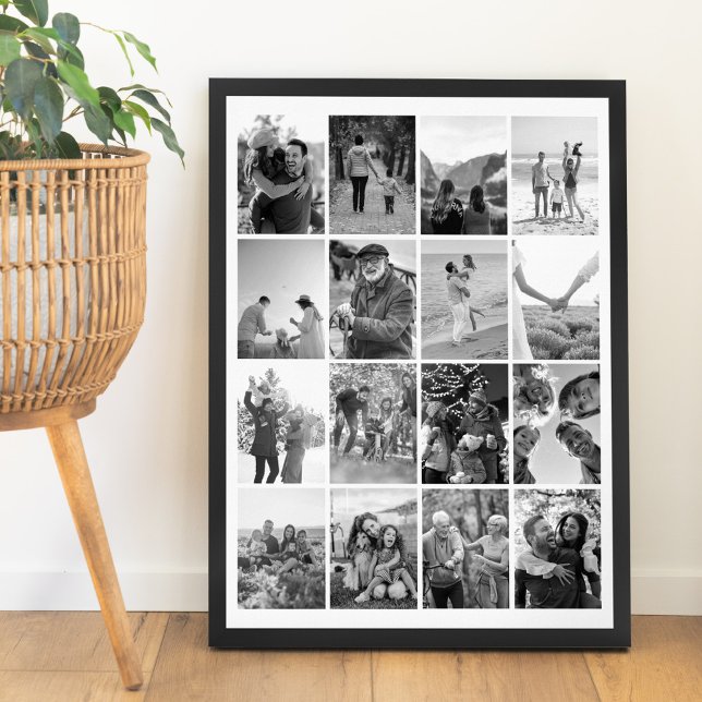Skapa din egen svarta och vita 16-fotokollage poster (Skapare uppladdad)
