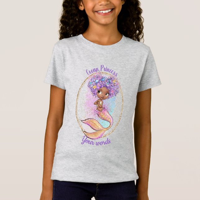 Skapa din egen svarta Sjöjungfru Ocean Princess T Shirt (Framsida)