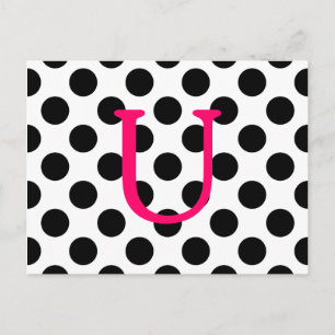 Skapa din egen svartpolka-Shock rosa Monogram Vykort