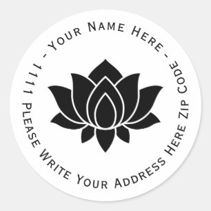 Skapa din egen symbol för Black Blooming Lotus Fl Runt Klistermärke