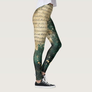 Skapa din egen teal guld mystiska bokstav svart leggings