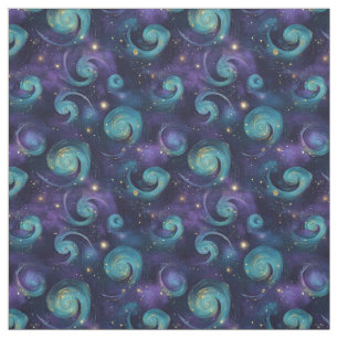 Skapa din egen teal lila guld galaxspiraler tyg