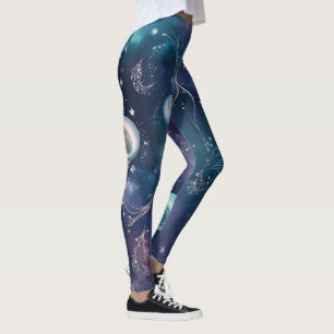 Skapa din egen turkos rosa blommande galaxspiraler leggings