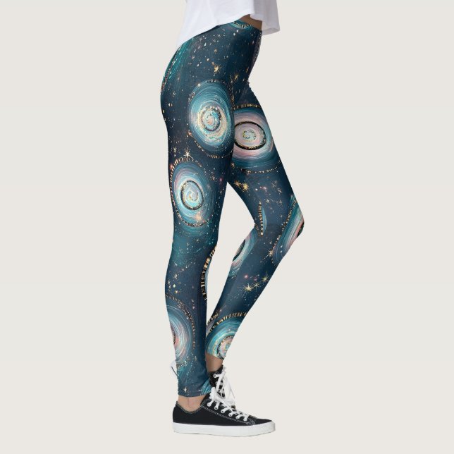 Skapa din egen turkos rosa bubbelgalax leggings (Höger)