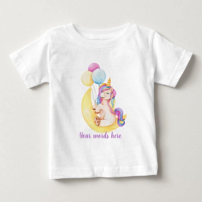 Skapa din egen Unicorn-födelsedag i Måne T Shirt (Framsida)