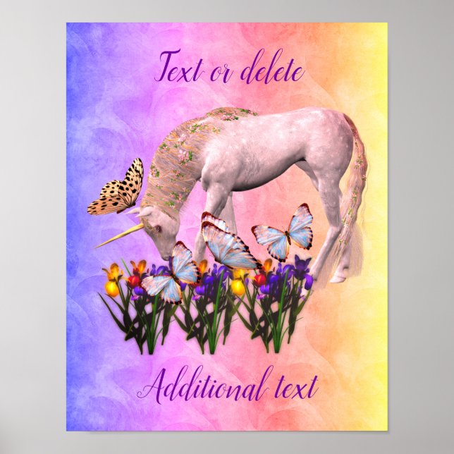 Skapa din egen Unicorn och Butterflies Fantasy Poster (Framsidan)