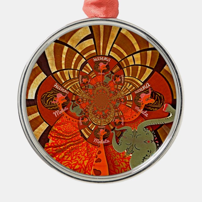 Skapa din egen unika afrikanska Giraffe Art Design Julgransprydnad Metall (Framsidan)