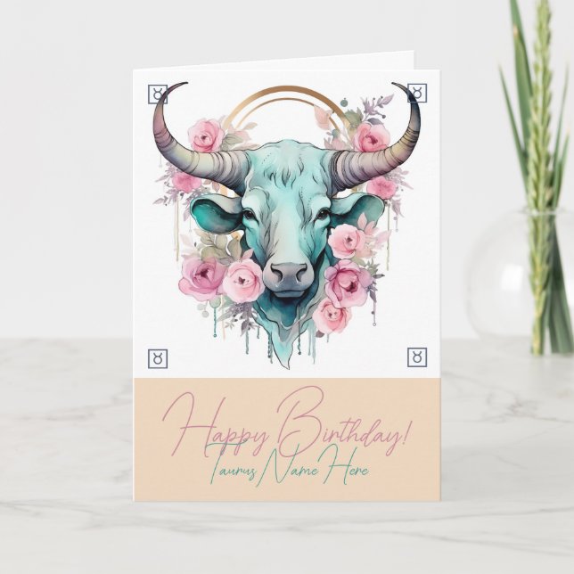 Skapa Din Egen Vacker Oxen Zodiakstecken Helgkort (Framsida)
