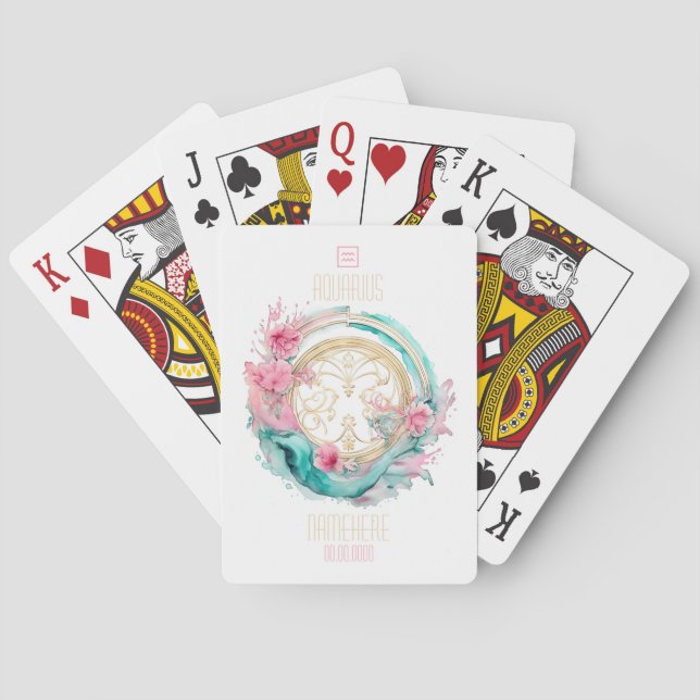 Skapa Din Egen Vacker Vattumannens Zodiak Casinokort (Baksidan)