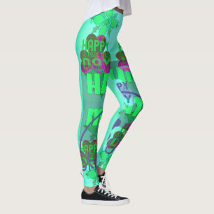 Skapa din egen vackra Saint patrick Text flora Leggings