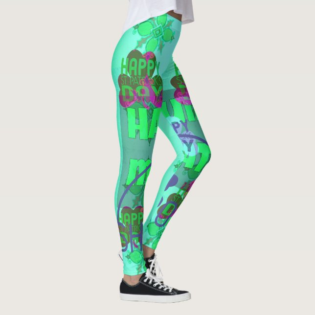 Skapa din egen vackra Saint patrick Text flora Leggings (Höger)