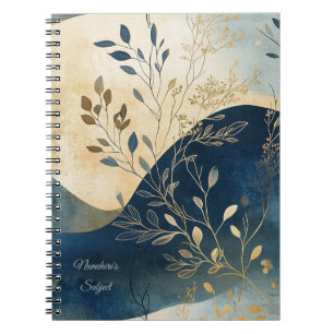 Skapa Din Egen Vågig Blå Blommig Minimalistisk Anteckningsbok