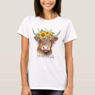 Skapa din egen Vår Highland Bull & Wildblommor T Shirt