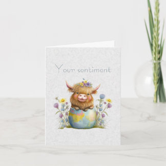 Skapa Din Egen Vår Highlandtjur & Vilda Blommor Kort