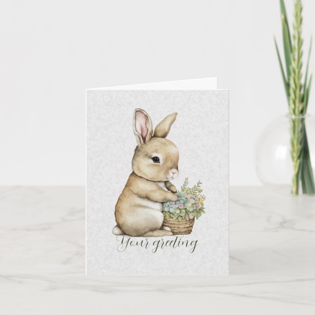 Skapa Din Egen Vårharen & Vilda Blommor Kort (Framsida)