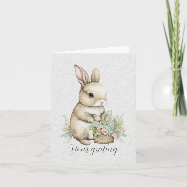 Skapa Din Egen Vårharen & Vilda Blommor Kort (Framsida)
