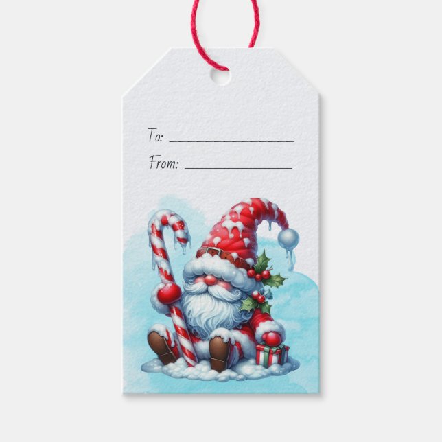 Skapa Din Egen Västerländsk Pepparmynta Jul Tomte Presentetikett (Framsidan)
