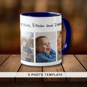 Skapa din egen, vi Kärlek du pop 5 fotoblå Mugg