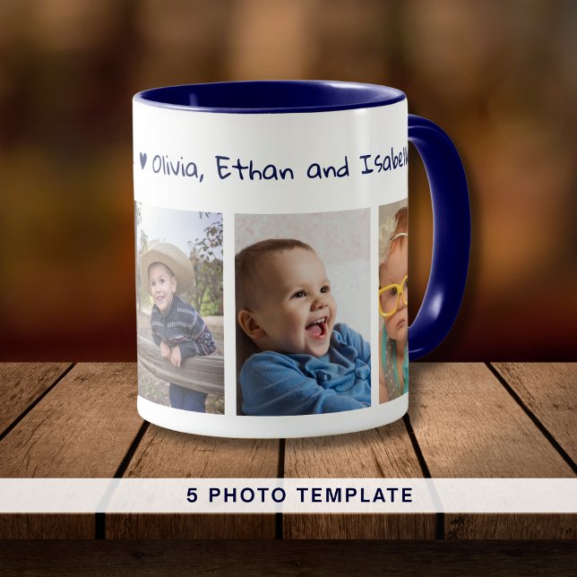 Skapa din egen, vi Kärlek du pop 5 fotoblå Mugg (Skapare uppladdad)