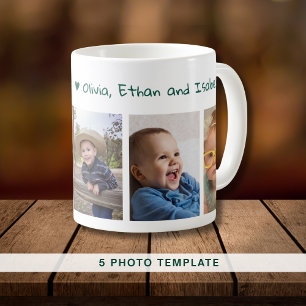 Skapa din egen vi Kärlek du pop 5 Photo Collage Kaffemugg