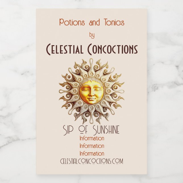 Skapa din egen Victorian Steampunk Golden Sol Vinetikett (Enkel etikett)