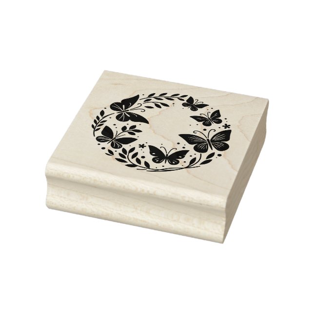 Skapa din egen vildblomma fjärilar emblem stämpel (Stämpel)