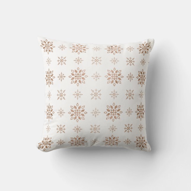 Skapa din egen vit och Guld Snöflingor Kudde (Framsida)