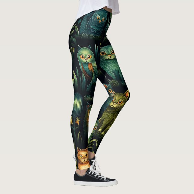 Skapa Din Egen Whimsical Fantasy Katträdgård Leggings (Höger)