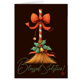Skapa Din Egen Whimsical Randig Holly Yule Besom Hälsningskort