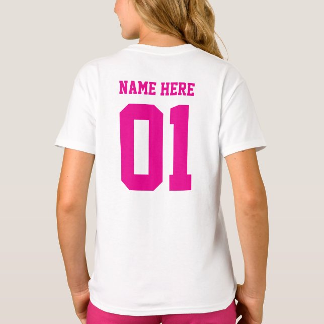 SKAPA-DIN-EGNA Anpassad design Flicklag Nummer T Shirt (Baksida)