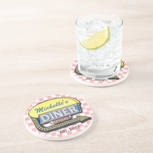 Skapa din egna beställnings- Retro 50-talmiddag Underlägg Sandsten (Sidan)