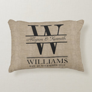 Skapa din egna Monogram för Burlaplogotypårsdagen Prydnadskudde