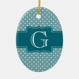 Skapa din egna Monogrammed krickaJadepolka dots Julgransprydnad Keramik