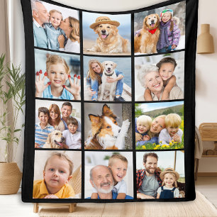 Skapa din familjs fotokollage enkel 12 Bild Fleecefilt