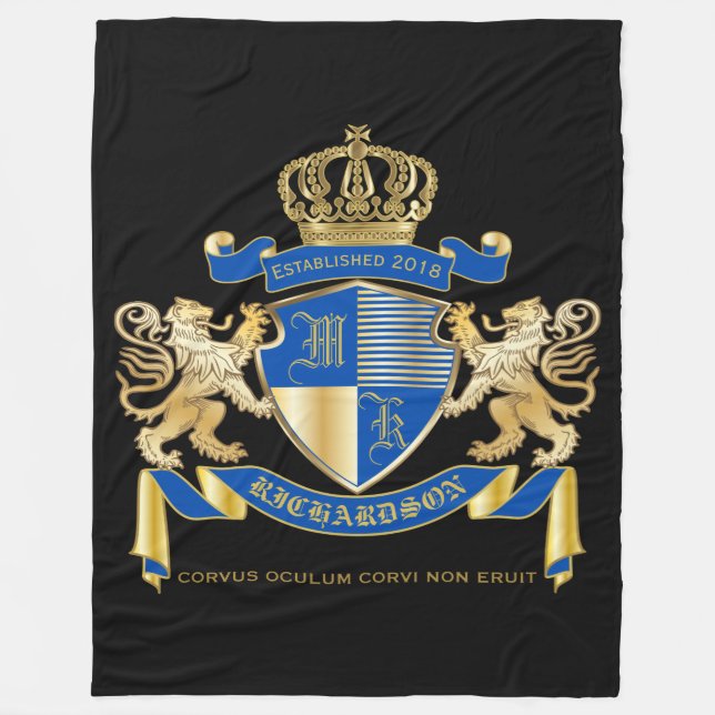 Skapa din guld- lejona Emblem för egna Fleecefilt (Framsidan)