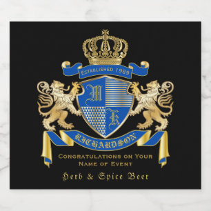Skapa din guld- lejona Emblem för egna Ölflaska Etikett