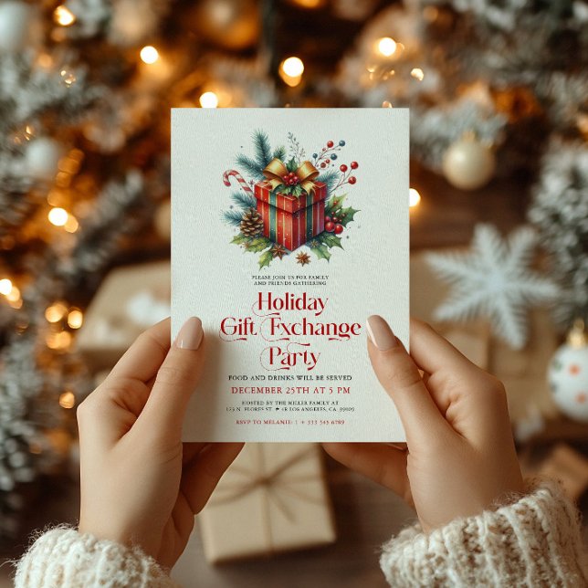 Skapa din julklappsutbytesfest-inbjudan inbjudningar (Skapare uppladdad)