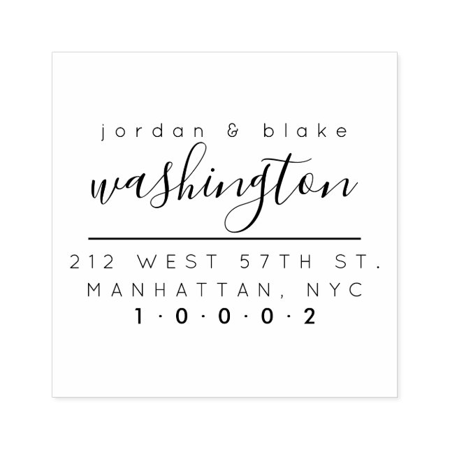 Skapa din moderna gifta par-Returadress Stämpel (Tryck)