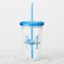 Skapa din Personlig Monogram Namn Blue Take Away Mugg
