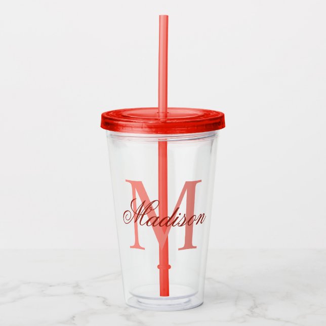 Skapa din Personlig Monogram Namn Red Take Away Mugg (Framsida)