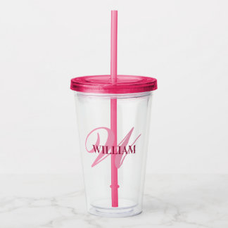 Skapa din Personlig Monogram Namn Rosa Take Away Mugg
