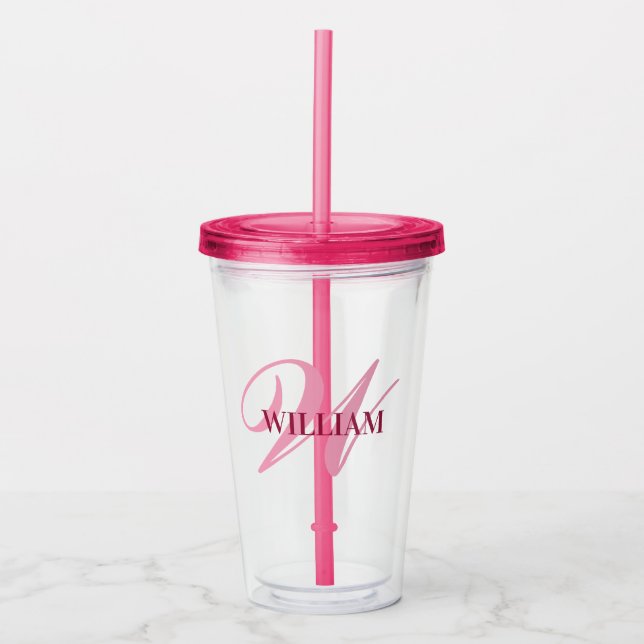 Skapa din Personlig Monogram Namn Rosa Take Away Mugg (Framsida)