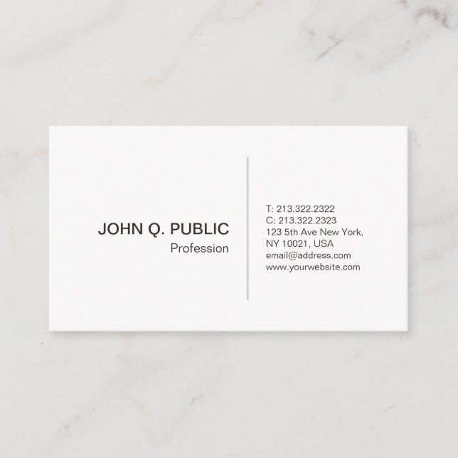 Skapa din släta egna yrkesmässiga eleganta vit visitkort (Framsida)