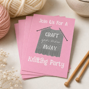 Skapa din stress bort Stickning Party Inbjudan