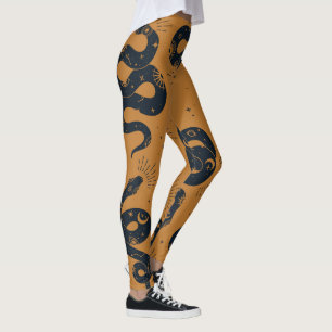Skapa Dina Egen Heliga Svarta Ormar Orange Leggings