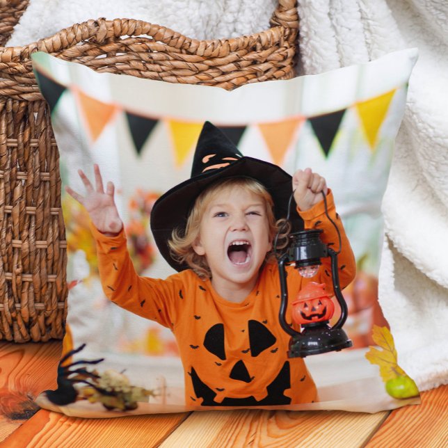 Skapa Dina Egna 2 Foto Halloween Barn Barnbarn Kudde (2-photo Halloween Pillow for parents, grandparents, aunts, uncles...)