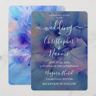 Skapa dina egna akvarell indigo blå blommor inbjudningar